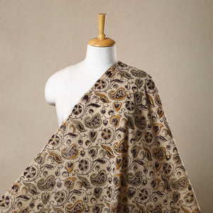 Beige - Pedana Hand Block Print Mul Cotton Kalamkari Fabric 02