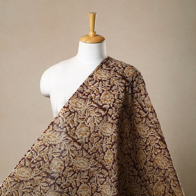 Brown - Pedana Hand Block Print Mul Cotton Kalamkari Fabric 06
