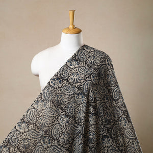 Black - Pedana Hand Block Print Mul Cotton Kalamkari Fabric 07