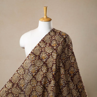 Brown - Pedana Hand Block Print Mul Cotton Kalamkari Fabric 09