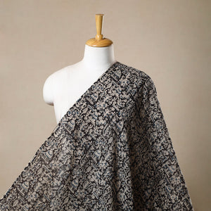 Black - Pedana Hand Block Print Mul Cotton Kalamkari Fabric 11