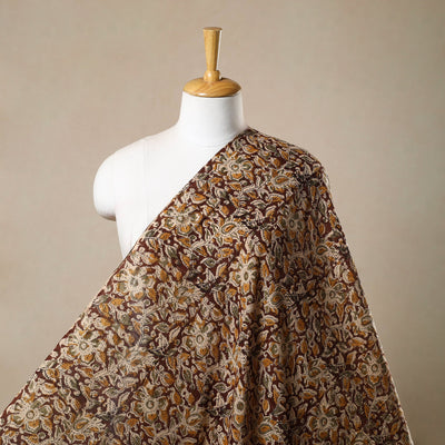 Brown - Pedana Hand Block Print Mul Cotton Kalamkari Fabric 14
