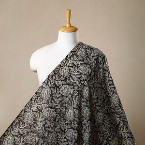 Black - Pedana Hand Block Print Mul Cotton Kalamkari Fabric 17