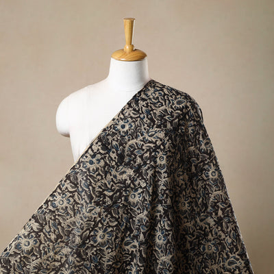 Black - Pedana Hand Block Print Mul Cotton Kalamkari Fabric 19