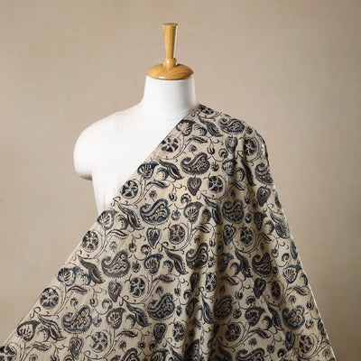 Beige - Pedana Hand Block Print Mul Cotton Kalamkari Fabric 20