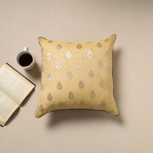 Beige - Silk Banarasi Cushion Cover with Zari Work 15