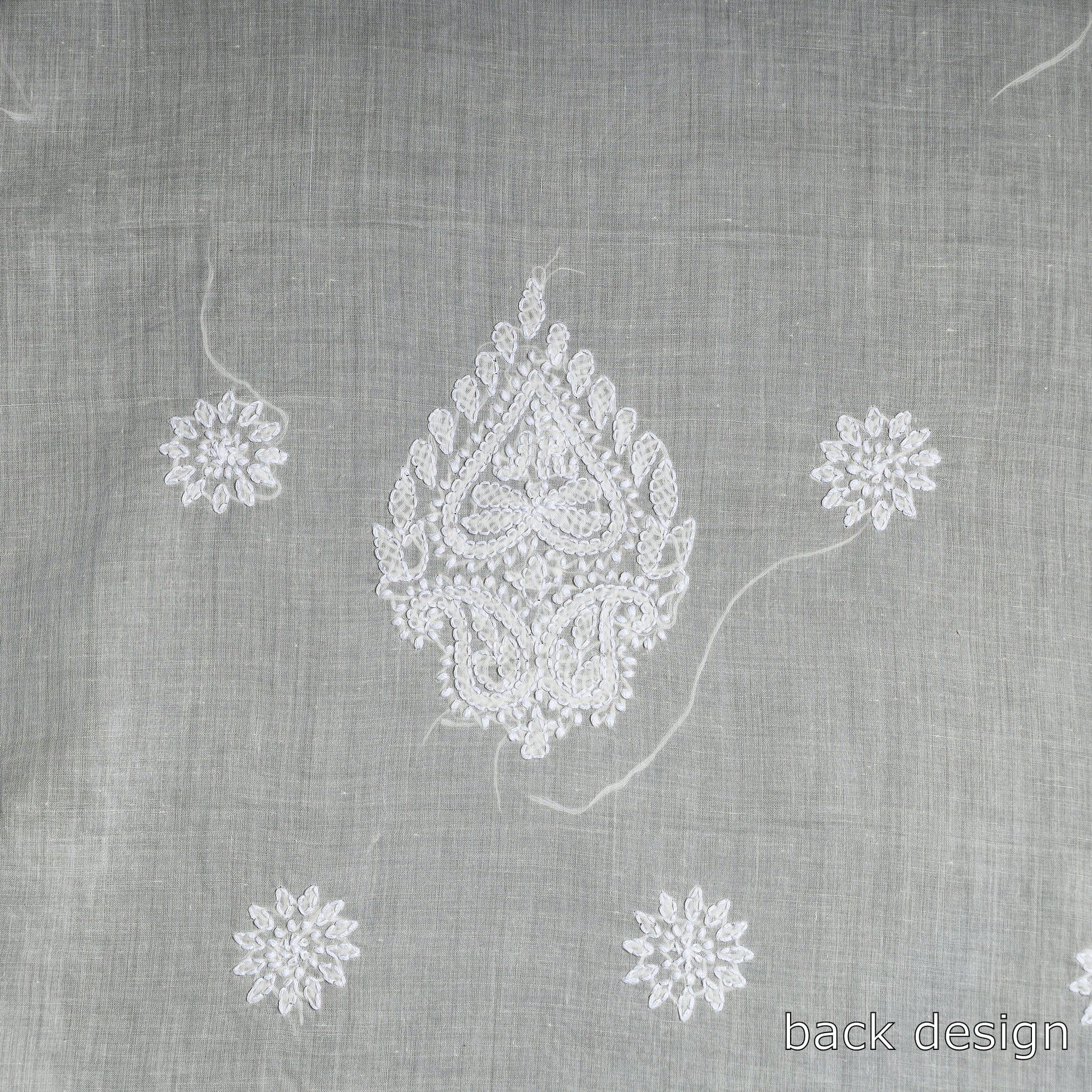 Beige - Lucknow Chikankari with Parsi Style Embroidered Cotton Kurta Material - 2.9 Meter