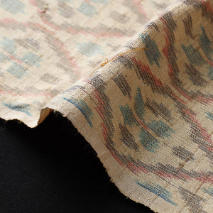 Beige - Pure Handloom Raw Silk Pochampally Ikat Fabric 02