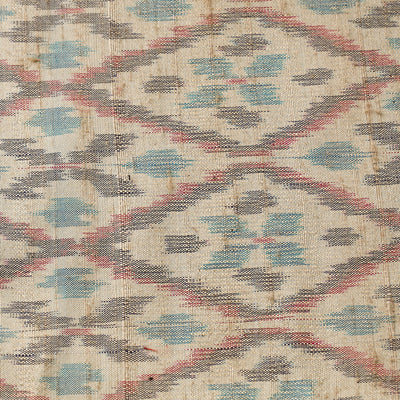 Beige - Pure Handloom Raw Silk Pochampally Ikat Fabric 02