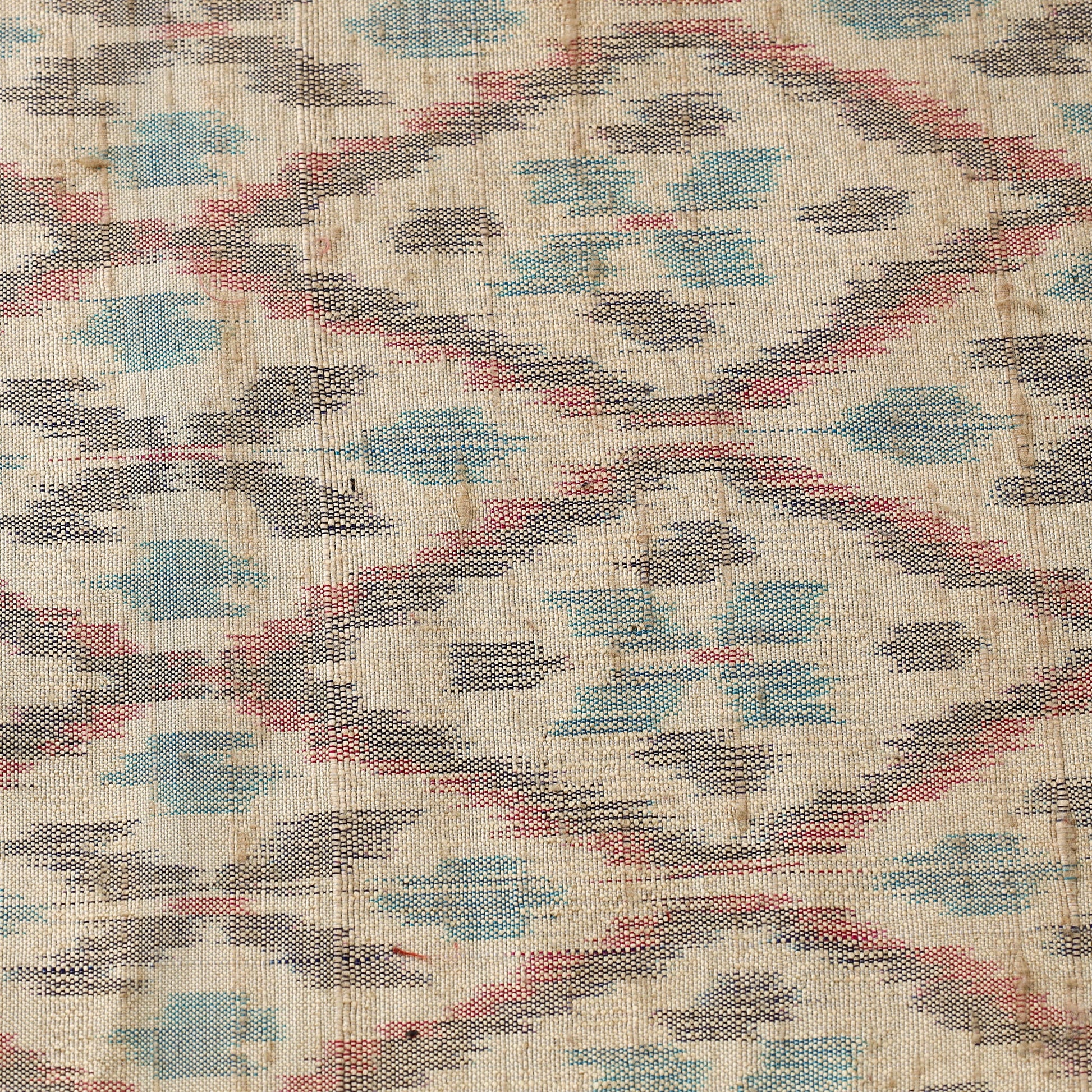 Beige - Pure Handloom Raw Silk Pochampally Ikat Fabric 02