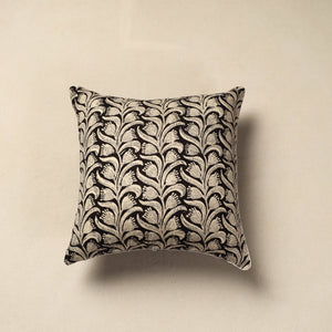 Black - Cotton Block Printed Bagru Cushion Cover 35