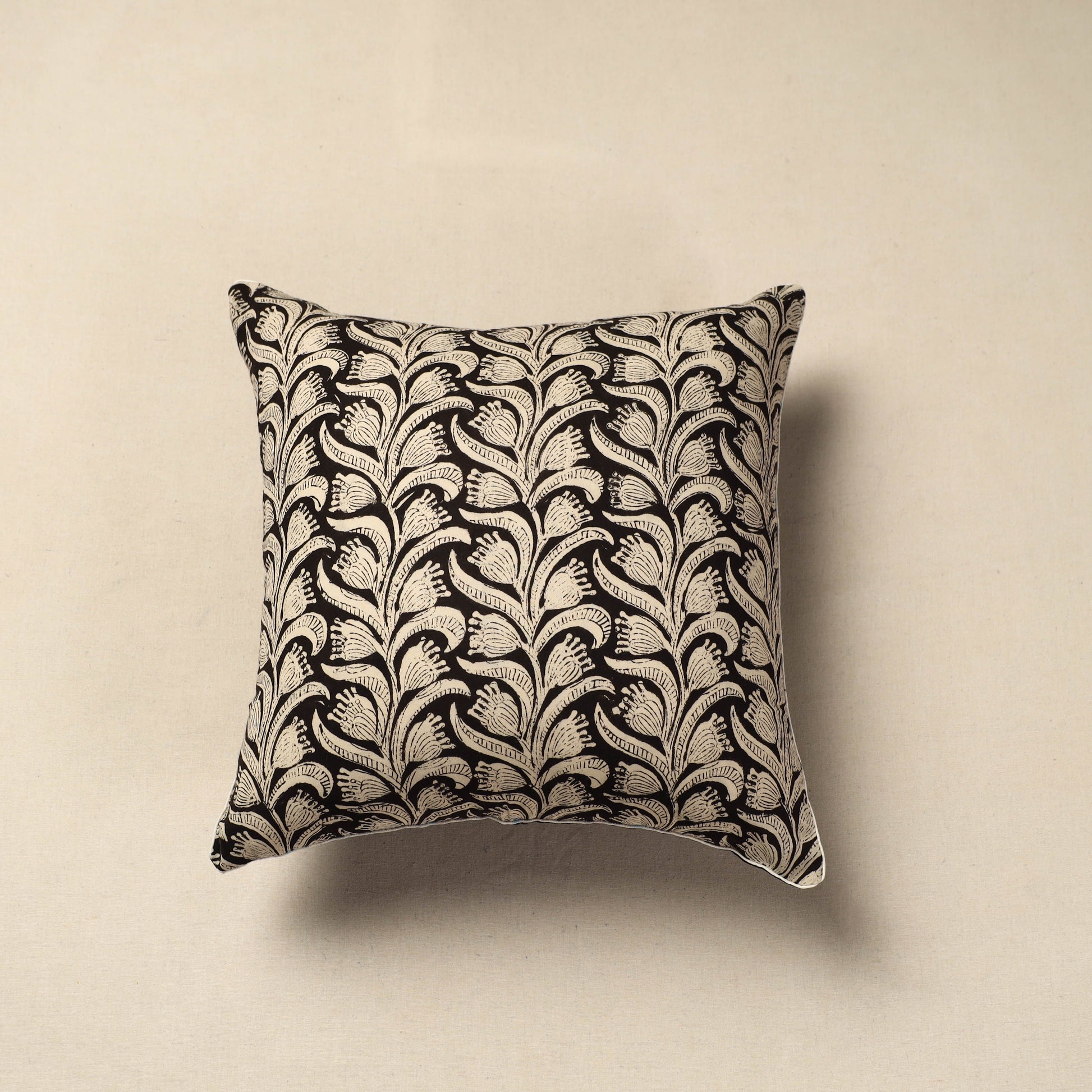 Black - Cotton Block Printed Bagru Cushion Cover 35