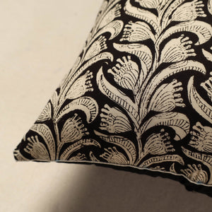 Black - Cotton Block Printed Bagru Cushion Cover 35