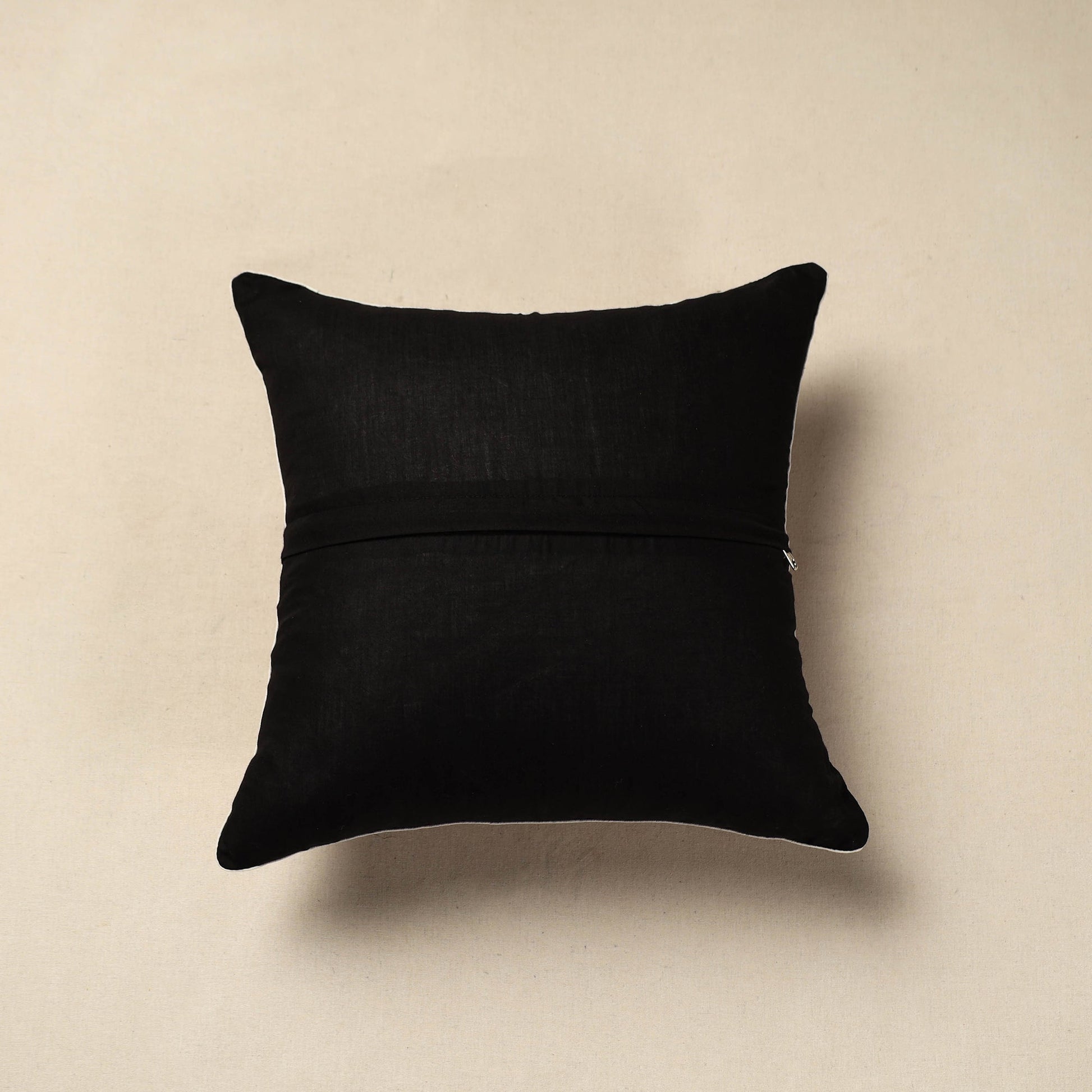 Black - Cotton Block Printed Bagru Cushion Cover 35