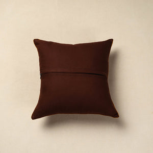 Brown - Block Print Cotton Kalamkari Cushion Cover (16 x 16 in) 18