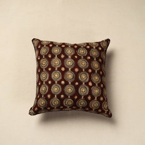Brown - Block Print Cotton Kalamkari Cushion Cover 19