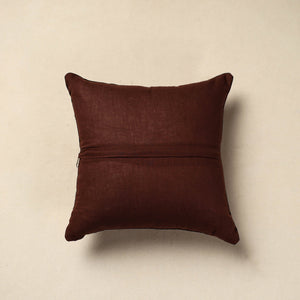 Brown - Block Print Cotton Kalamkari Cushion Cover 19