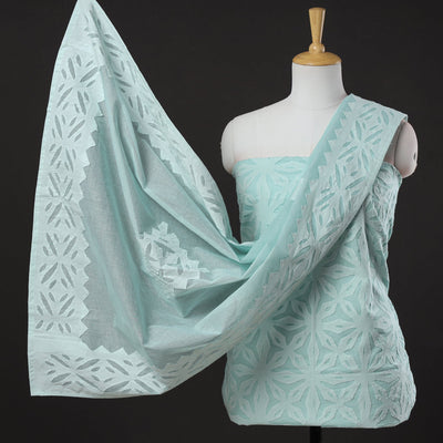 3pc Barmer Applique Cut Work Cotton Suit Material Set 04