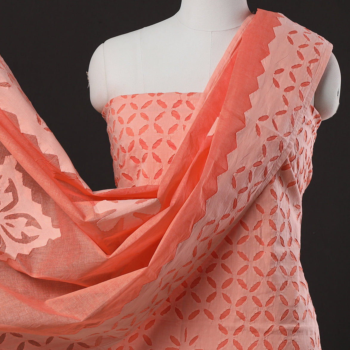3pc Cut Work Cotton Barmer Applique Dress Material 06
