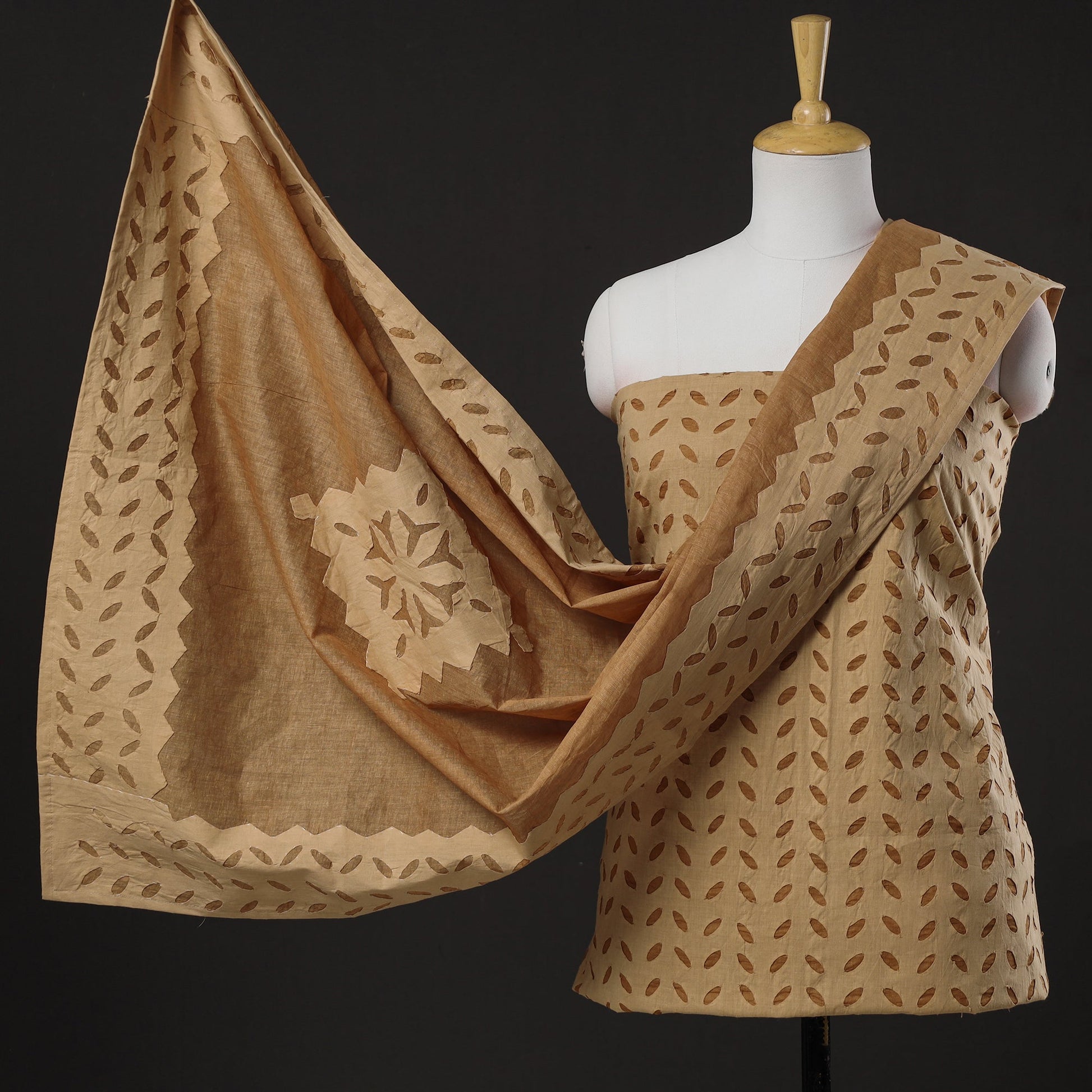 3pc Cut Work Cotton Barmer Applique Dress Material 09