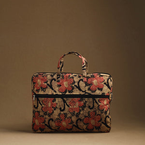 Beige - Handmade Quilted Cotton Laptop Bag (13 x 16 in) 01