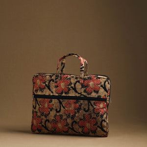 Beige - Handmade Quilted Cotton Laptop Bag (13 x 16 in) 01