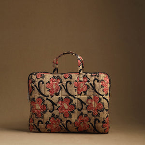 Beige - Handmade Quilted Cotton Laptop Bag (13 x 16 in) 01