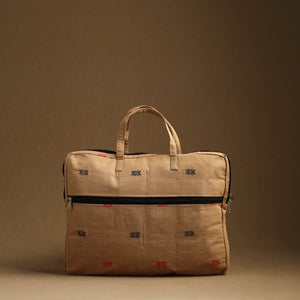 Beige - Handmade Quilted Cotton Laptop Bag (13 x 16 in) 04
