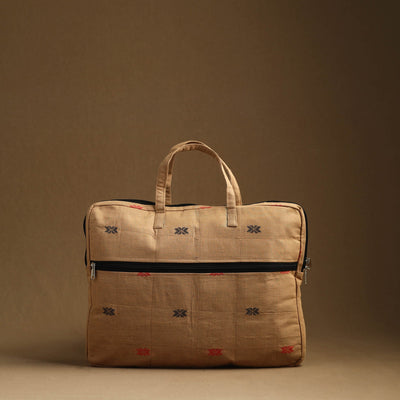 Beige - Handmade Quilted Cotton Laptop Bag (13 x 16 in) 04