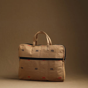 Beige - Handmade Quilted Cotton Laptop Bag (13 x 16 in) 04