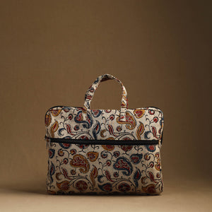Beige - Handmade Quilted Cotton Laptop Bag (13 x 16 in) 05