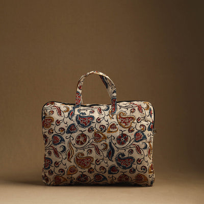 Beige - Handmade Quilted Cotton Laptop Bag (13 x 16 in) 05