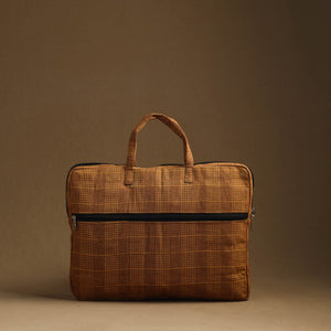 Brown - Handmade Quilted Cotton Laptop Bag (13 x 16 in) 08