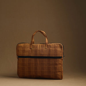 Brown - Handmade Quilted Cotton Laptop Bag (13 x 16 in) 08