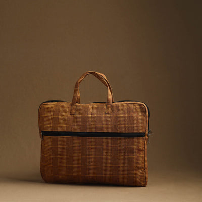 Brown - Handmade Quilted Cotton Laptop Bag (13 x 16 in) 08