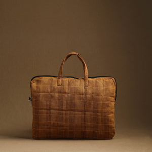 Brown - Handmade Quilted Cotton Laptop Bag (13 x 16 in) 08