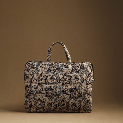 Beige - Handmade Quilted Cotton Laptop Bag (13 x 16 in) 12