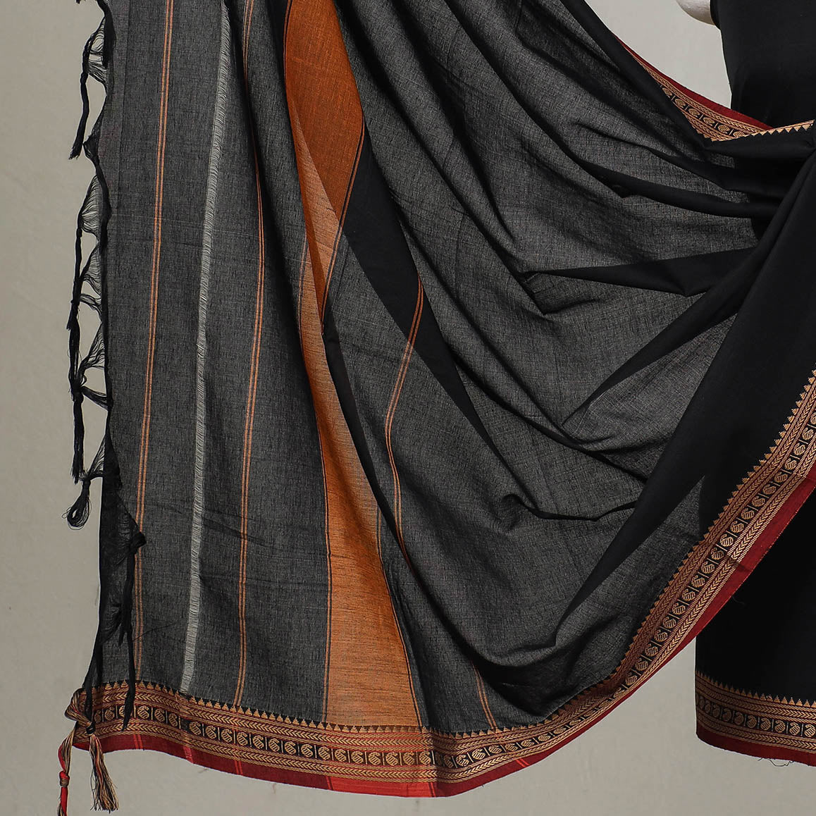 Black - 3pc Traditional Cotton Dharwad Dress Material 06