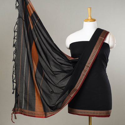 Black - 3pc Traditional Cotton Dharwad Dress Material 06