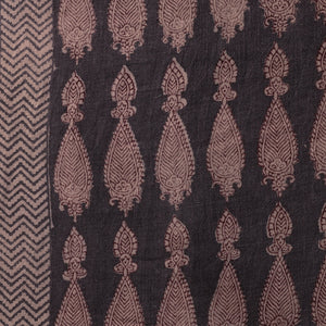 Black - Bagh Block Printed Merino Wool Handloom Fabric