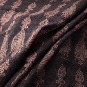 Black - Bagh Block Printed Merino Wool Handloom Fabric