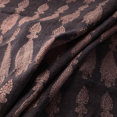 Black - Bagh Block Printed Merino Wool Handloom Fabric