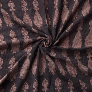 Black - Bagh Block Printed Merino Wool Handloom Fabric