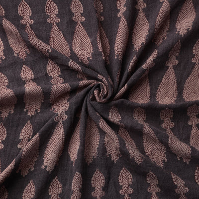 Black - Bagh Block Printed Merino Wool Handloom Fabric