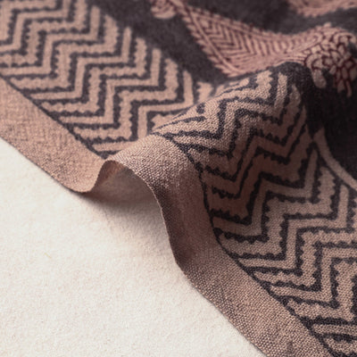 Black - Bagh Block Printed Merino Wool Handloom Fabric
