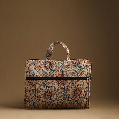 Beige - Handmade Quilted Cotton Laptop Bag (13 x 16 in) 19