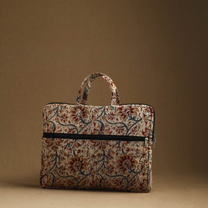 Beige - Handmade Quilted Cotton Laptop Bag (13 x 16 in) 19