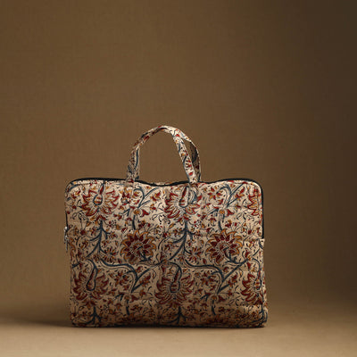 Beige - Handmade Quilted Cotton Laptop Bag (13 x 16 in) 19
