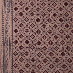 Brown - Bagh Block Printed Merino Wool Handloom Fabric