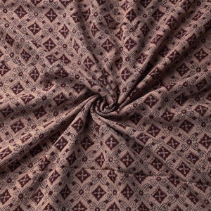 Brown - Bagh Block Printed Merino Wool Handloom Fabric